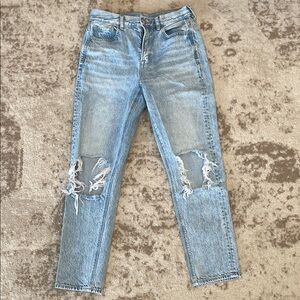 American Eagle Outfitters Light Blue Distressed Straight Leg Jeans